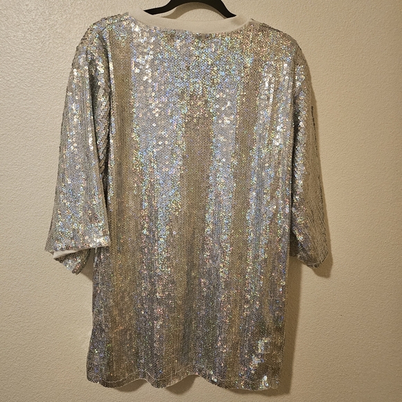 FANCY DREAM SEQUIN DRESS/TOP RED/SILVER/SMALL - Picture 3 of 5